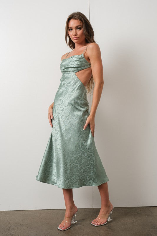 Jacquard Satin Midi Dress