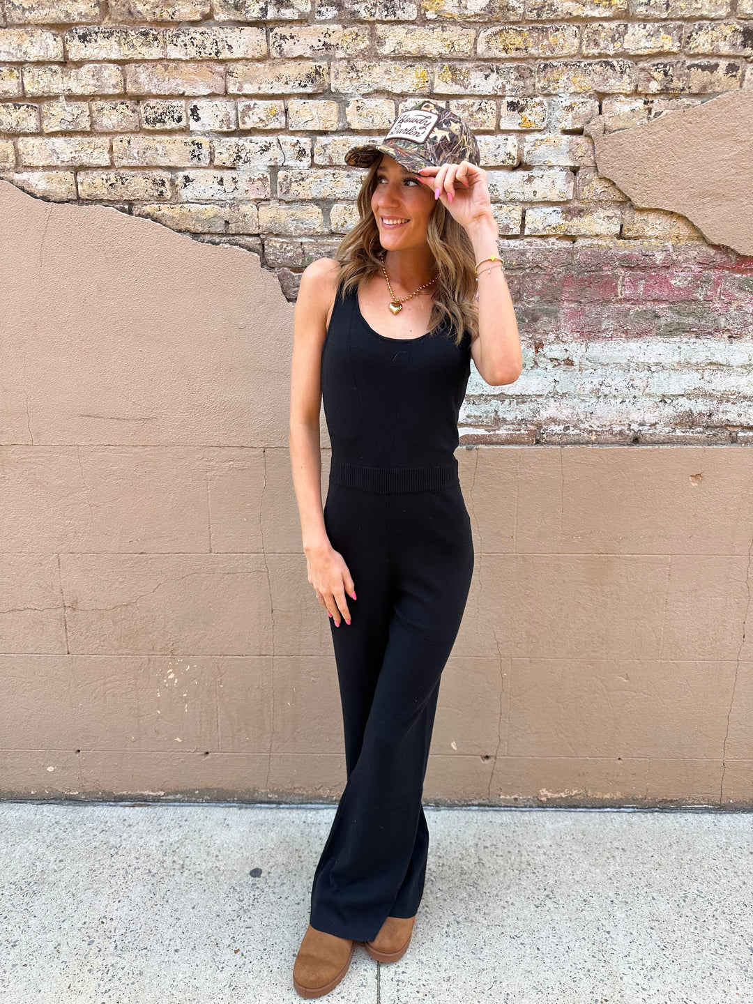 Sleeveless Bell Bottoms Sweater Jumpsuit