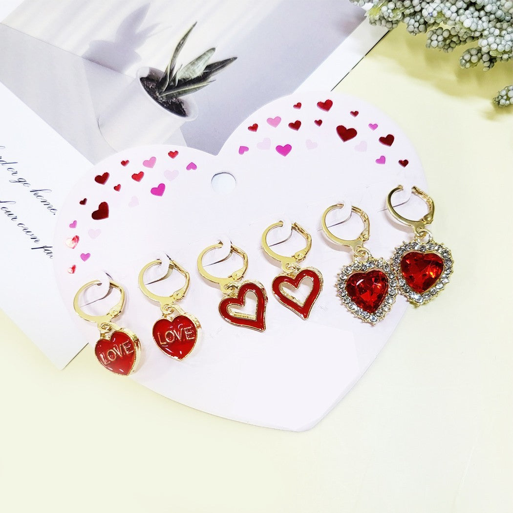 Valentine's Day Huggie Earring Set