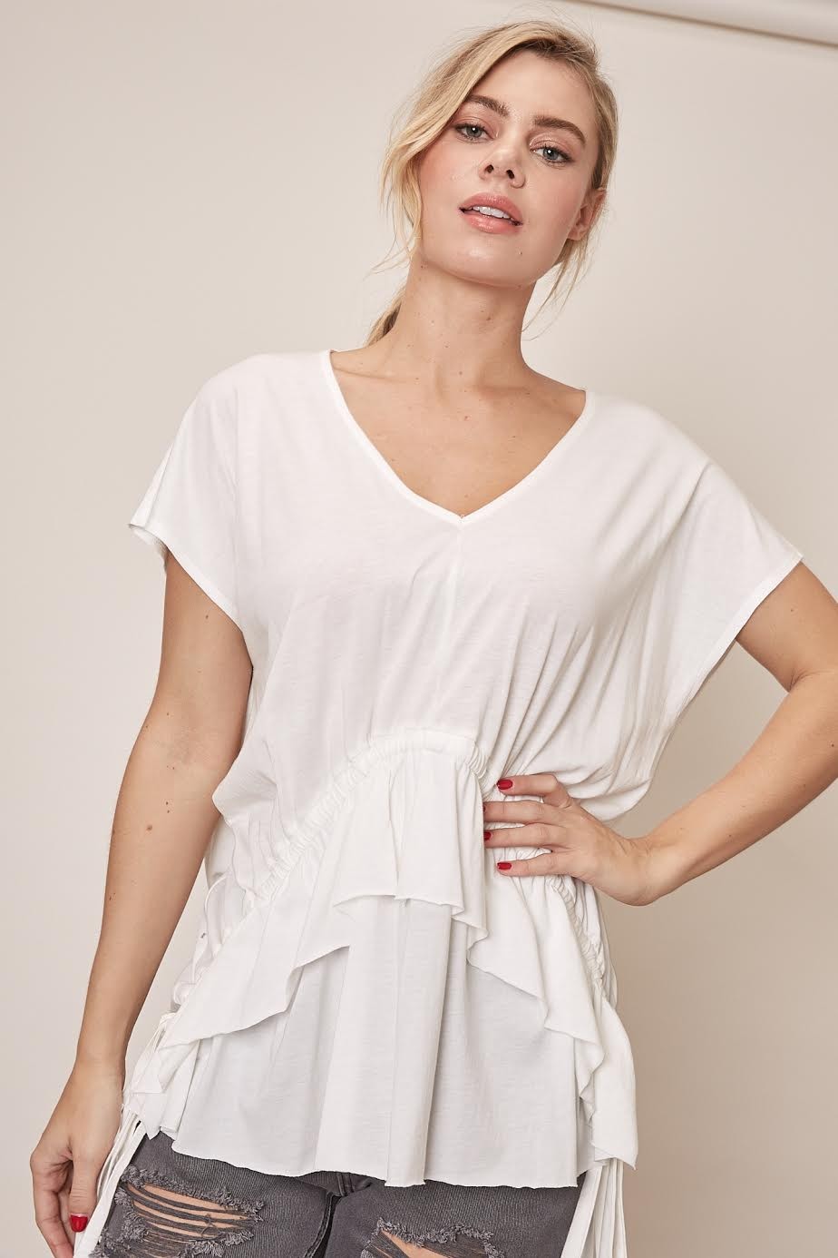 DRAW STRING RUFFLE TOP