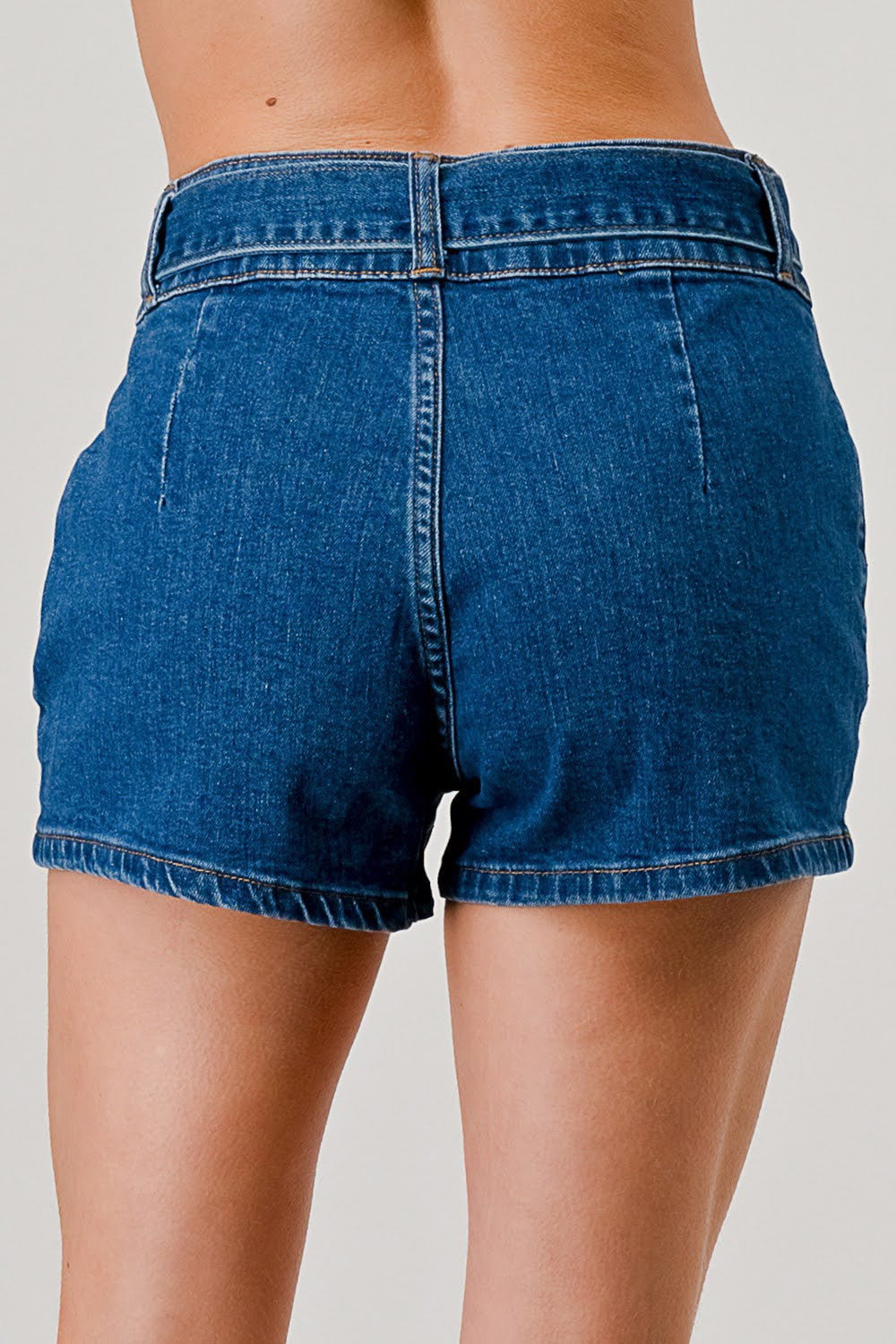 High Rise Belted Butt Lifting Denim Shorts