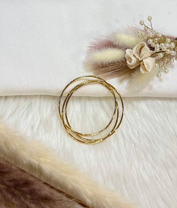 18 K Gold filled triple bangle set