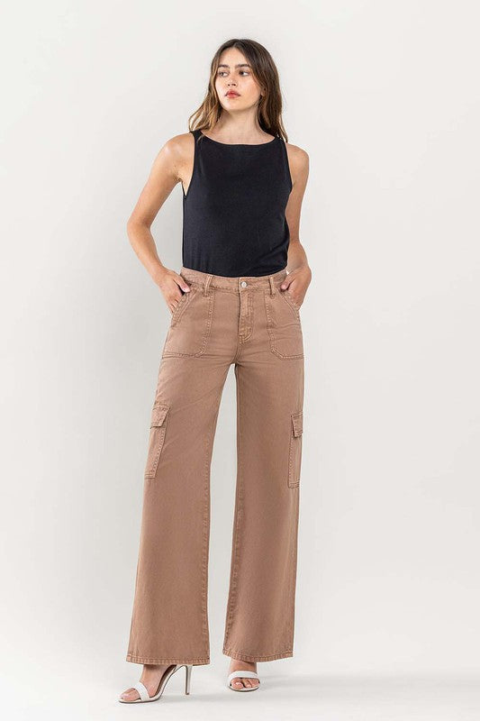 High Rise Utility Cargo Wide Jeans