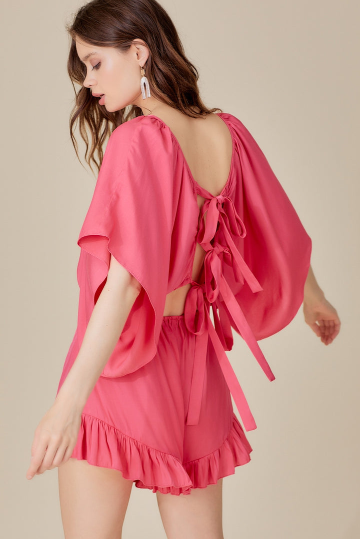 Tie Up Back Ruffle Romper