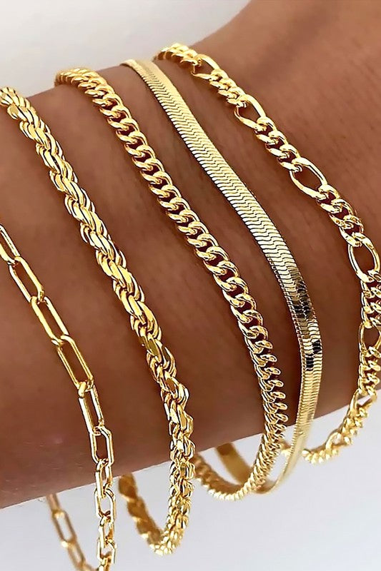 Five Mixed Chain Bracelet Set