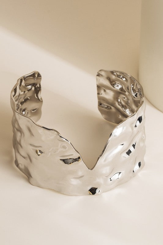 Irregular Hammered Metal Cuff Bracelet