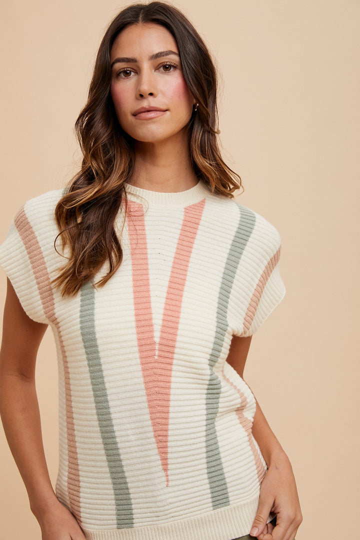 Multicolor Striped Chevron Sweater