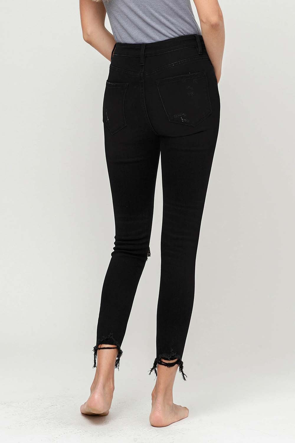 Vervet High Rise Distressed Black Skinny Crop Jeans