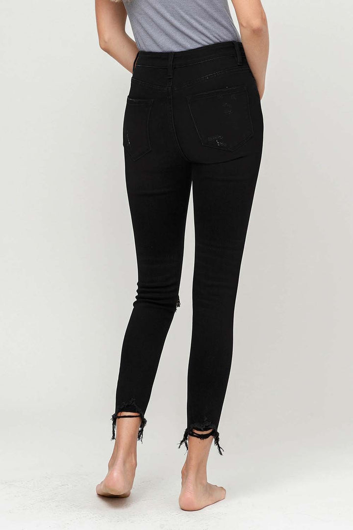 Vervet High Rise Distressed Black Skinny Crop Jeans