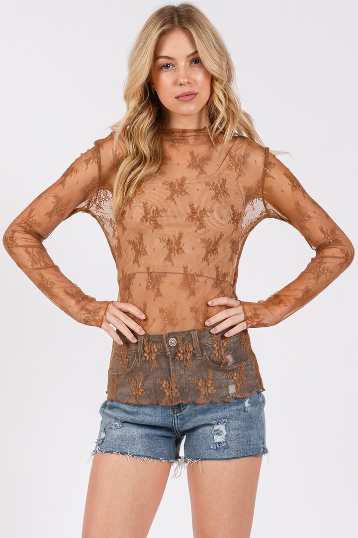 Long Sleeve Floral Lace Top