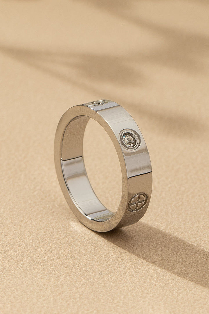 Non Tarnish Stainless Steel Ring with CZ