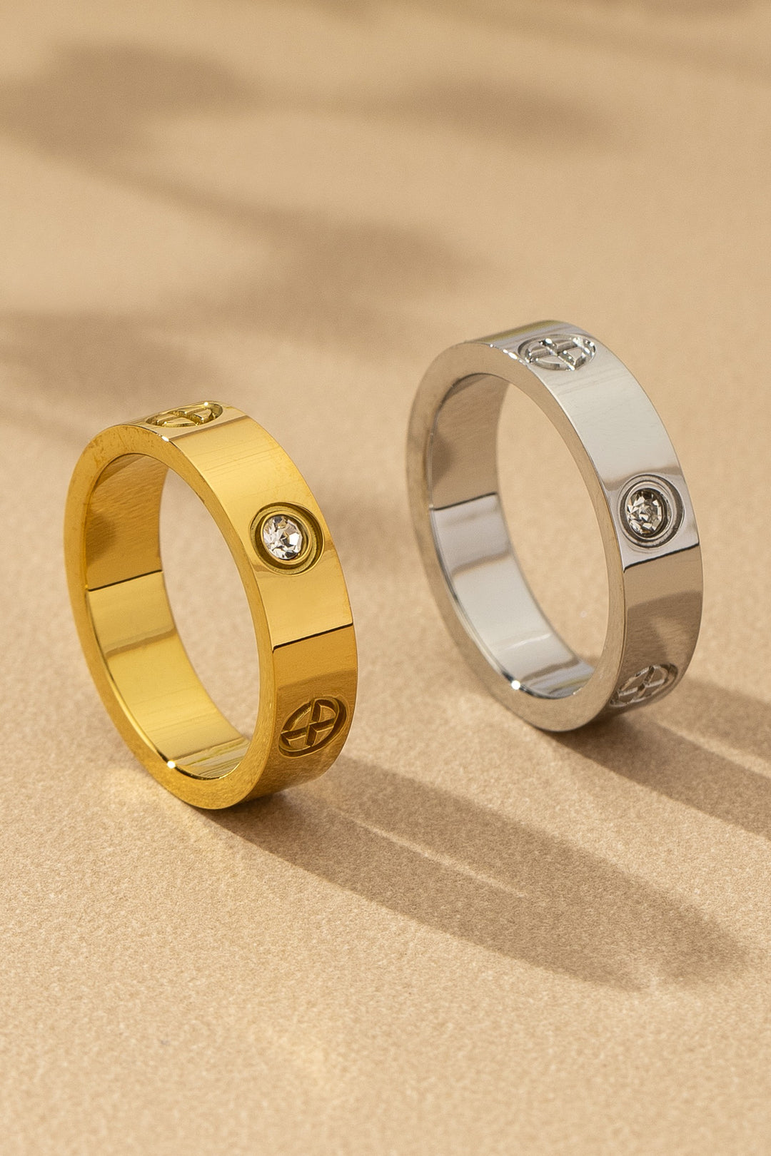 Non Tarnish Stainless Steel Ring with CZ