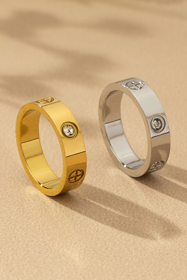 Non Tarnish Stainless Steel Ring with CZ