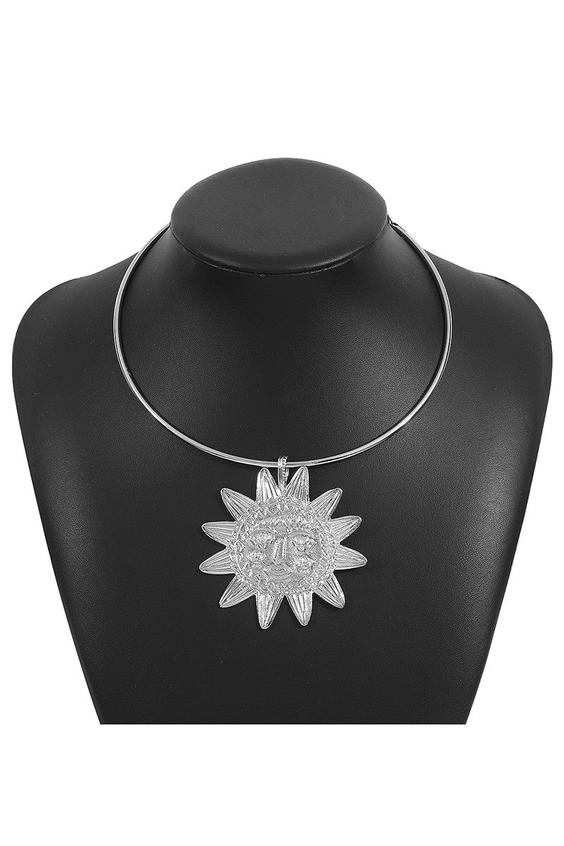 Metal Sun Face Collar/Pendant Necklace