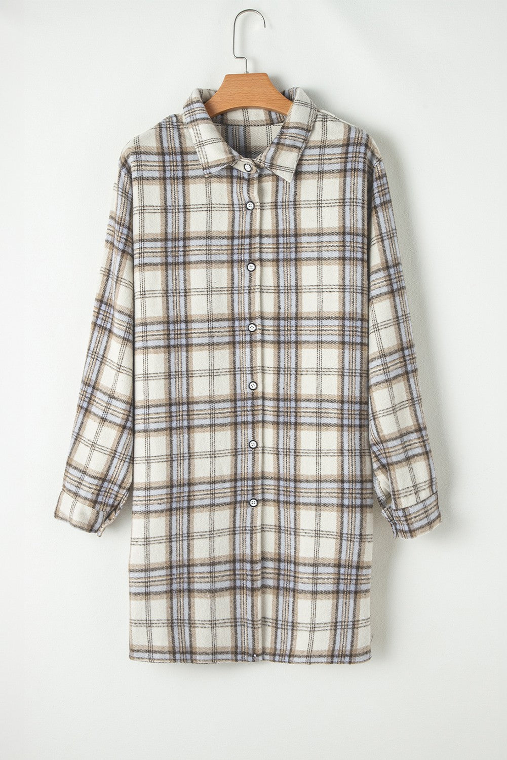 Plaid Print Tunic Plus Size Shacket With Silts
