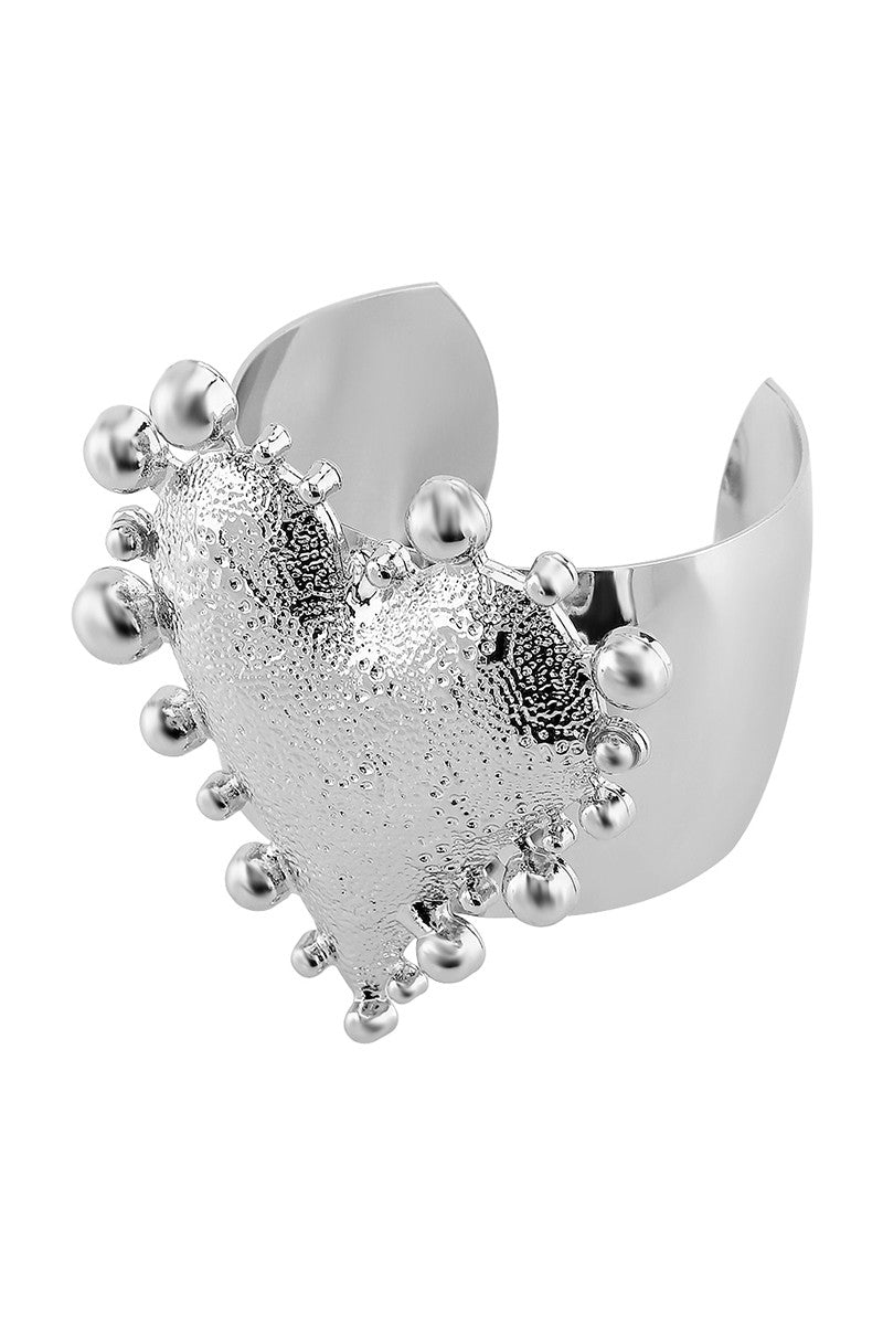 Large Metal Heart Wide Cuff Bracelet