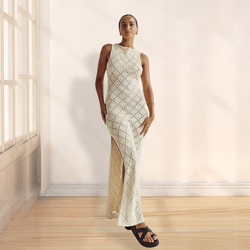 Hollow Out Split Sexy Knit Swim Cover Up