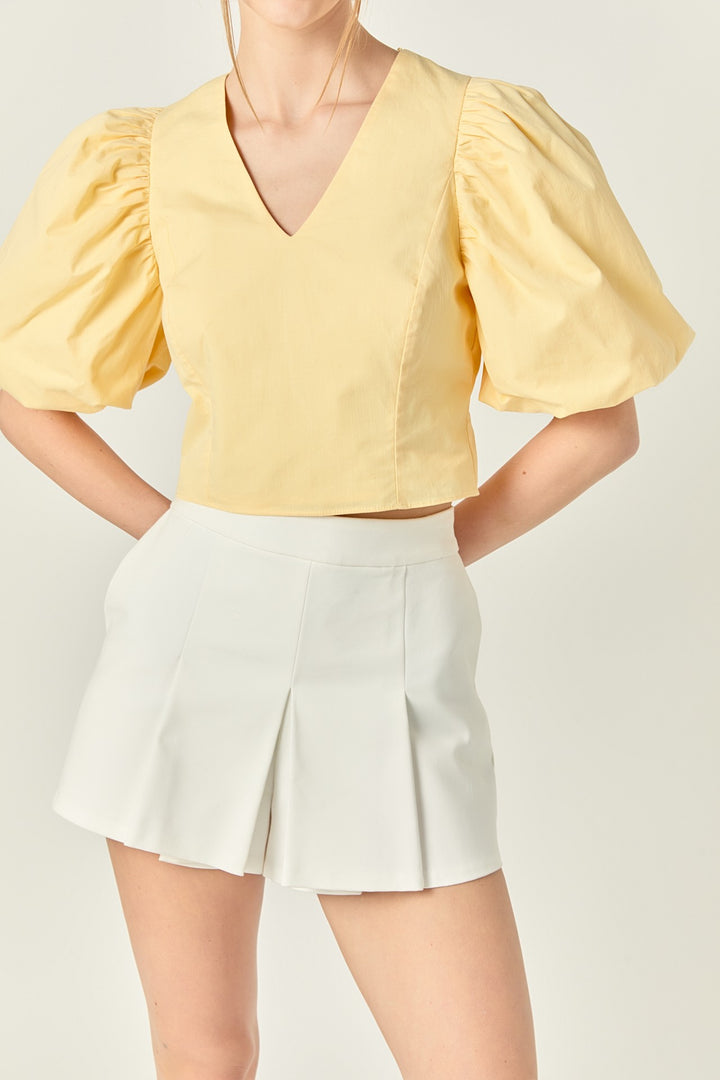 Exaggerated Sleeve Crop Top