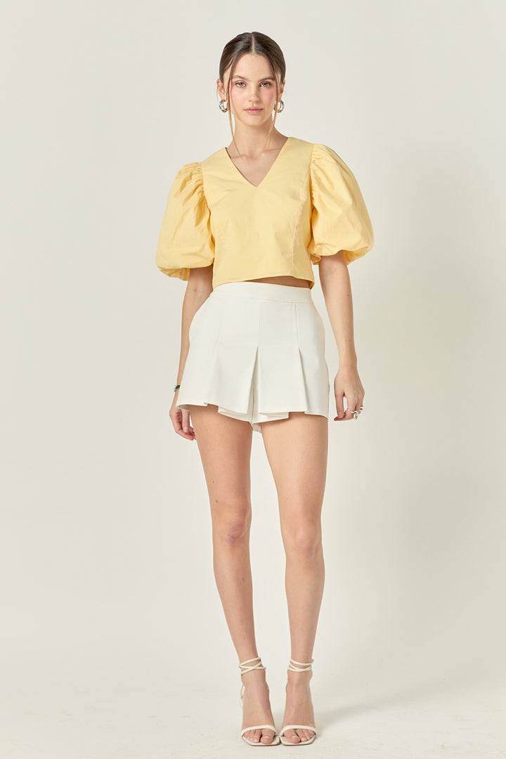Exaggerated Sleeve Crop Top