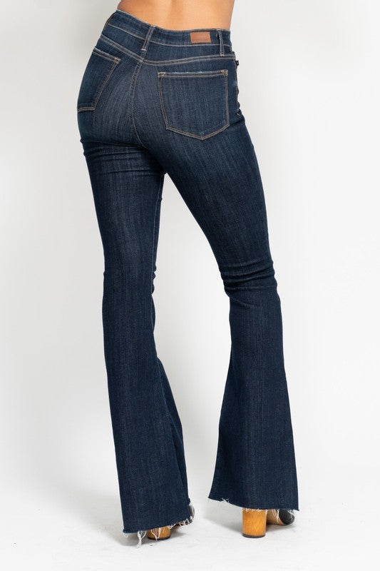 Judy Blue High Waist Raw Hem Flare Jeans