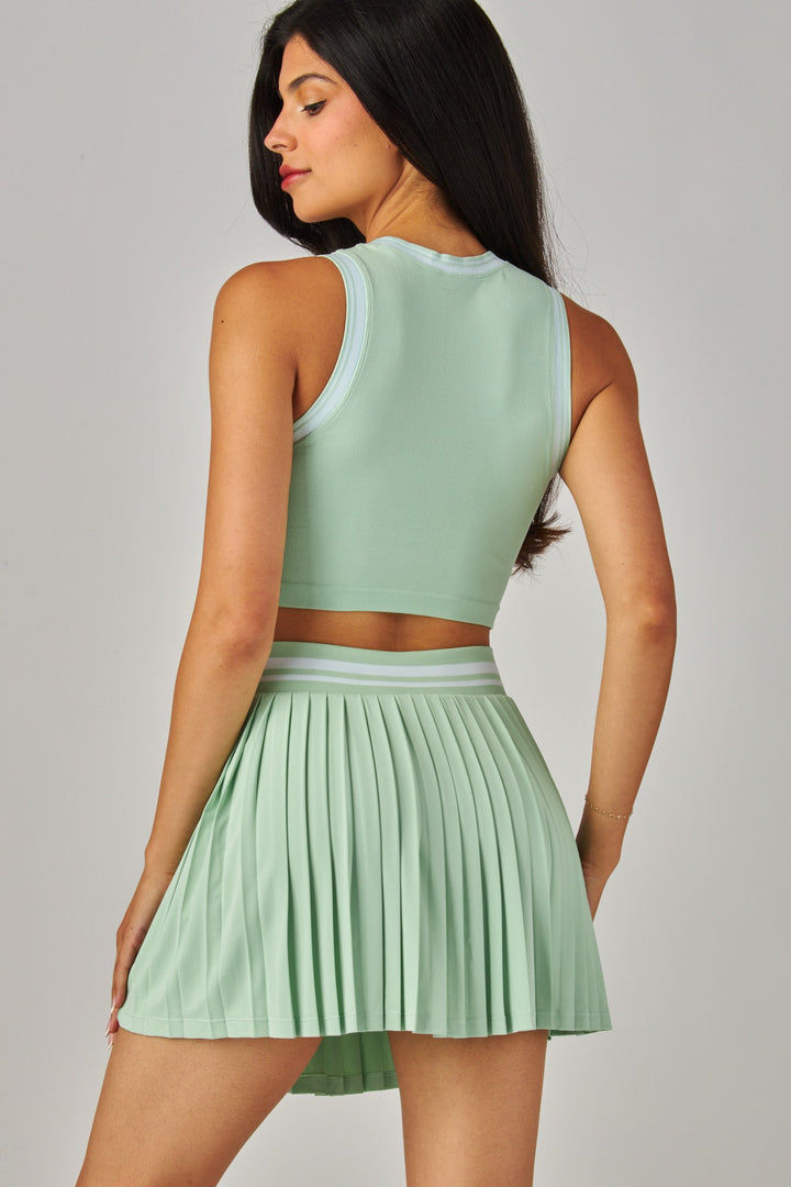 Varsity Stripes Pleated Tennis Mini Skirt
