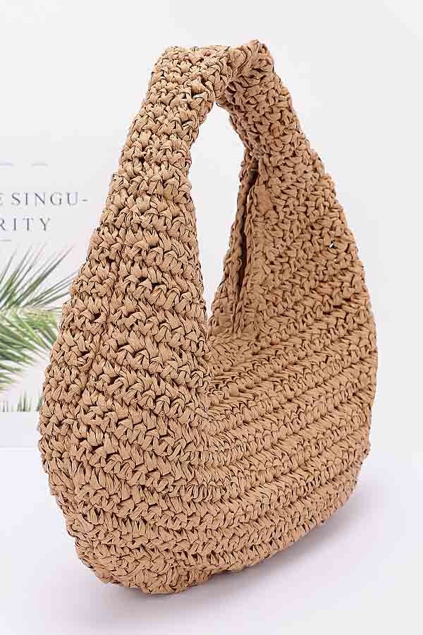 Faux Straw Braided Bindle Bag
