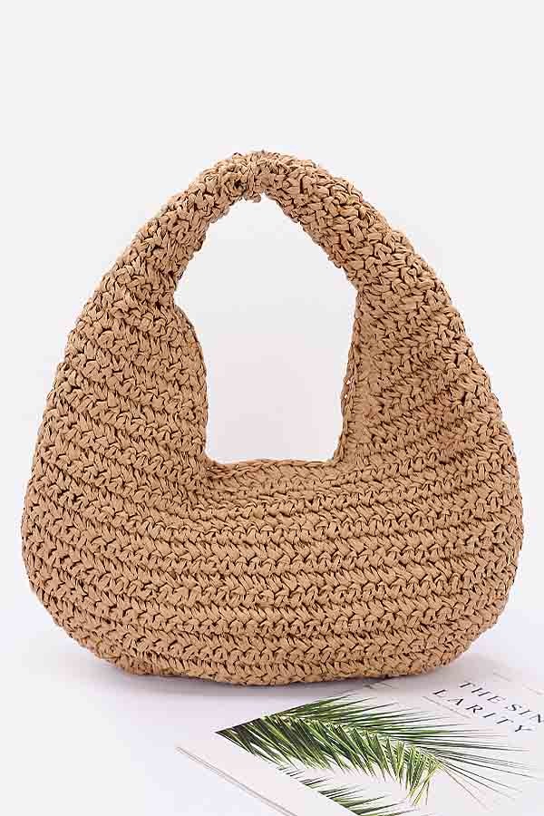 Faux Straw Braided Bindle Bag