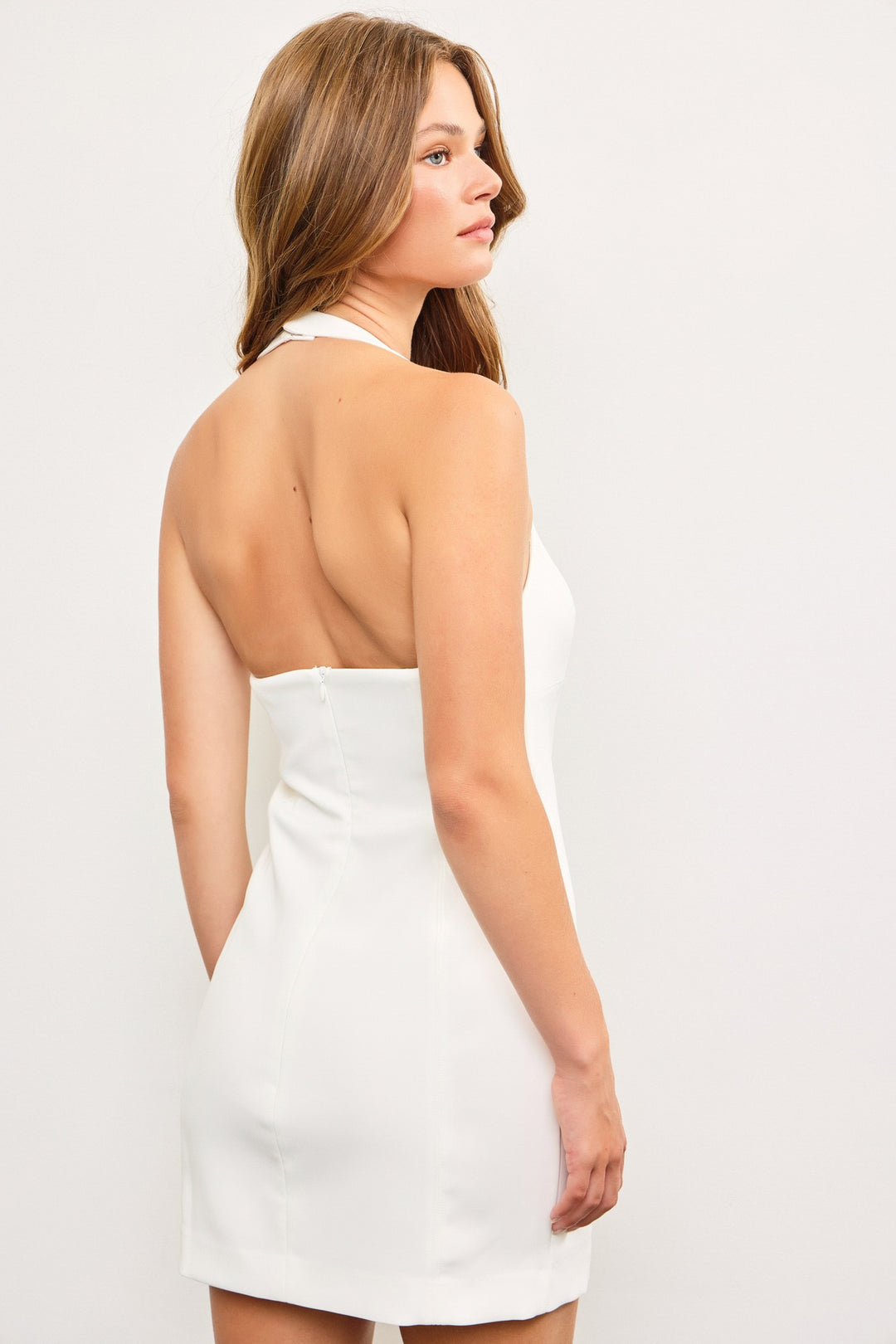White Lies Mini Halter Dress