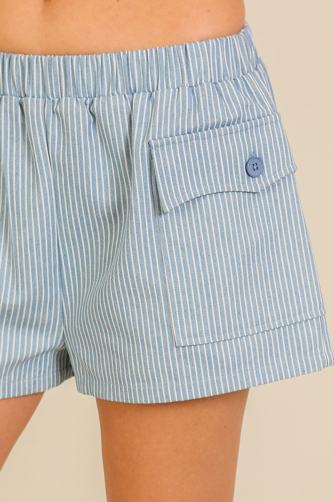 Light Blue Striped Shorts