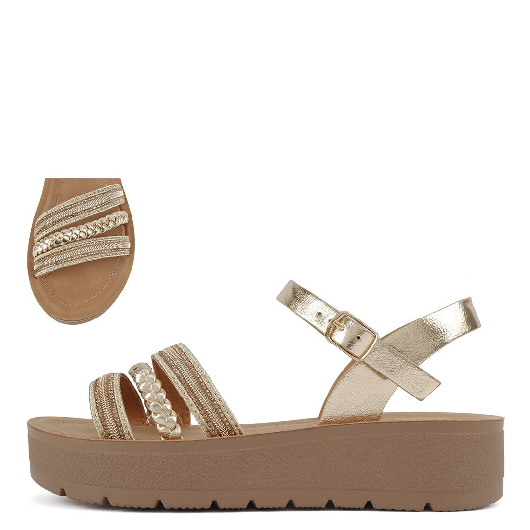 Gold Casual Platform Sandal