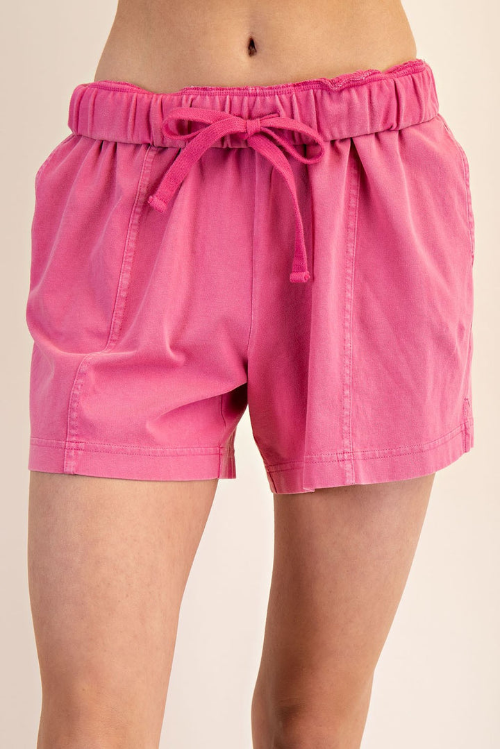 Mineral Washed Cotton Slit Short
