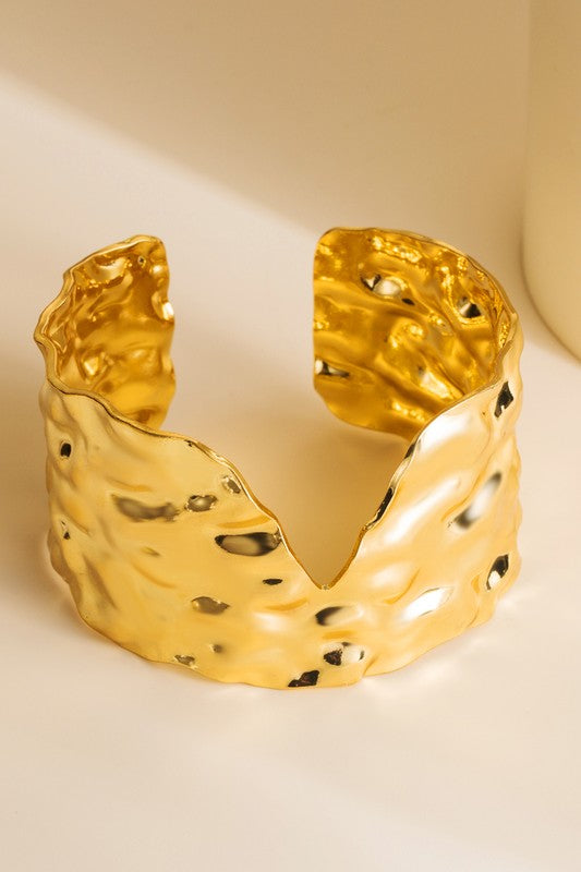 Irregular Hammered Metal Cuff Bracelet