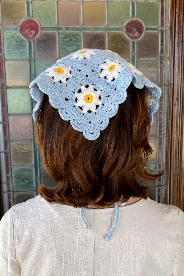 Floral Crochet Head Scarf