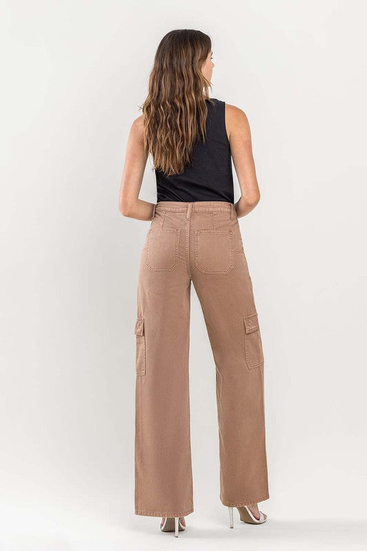 High Rise Utility Cargo Wide Jeans
