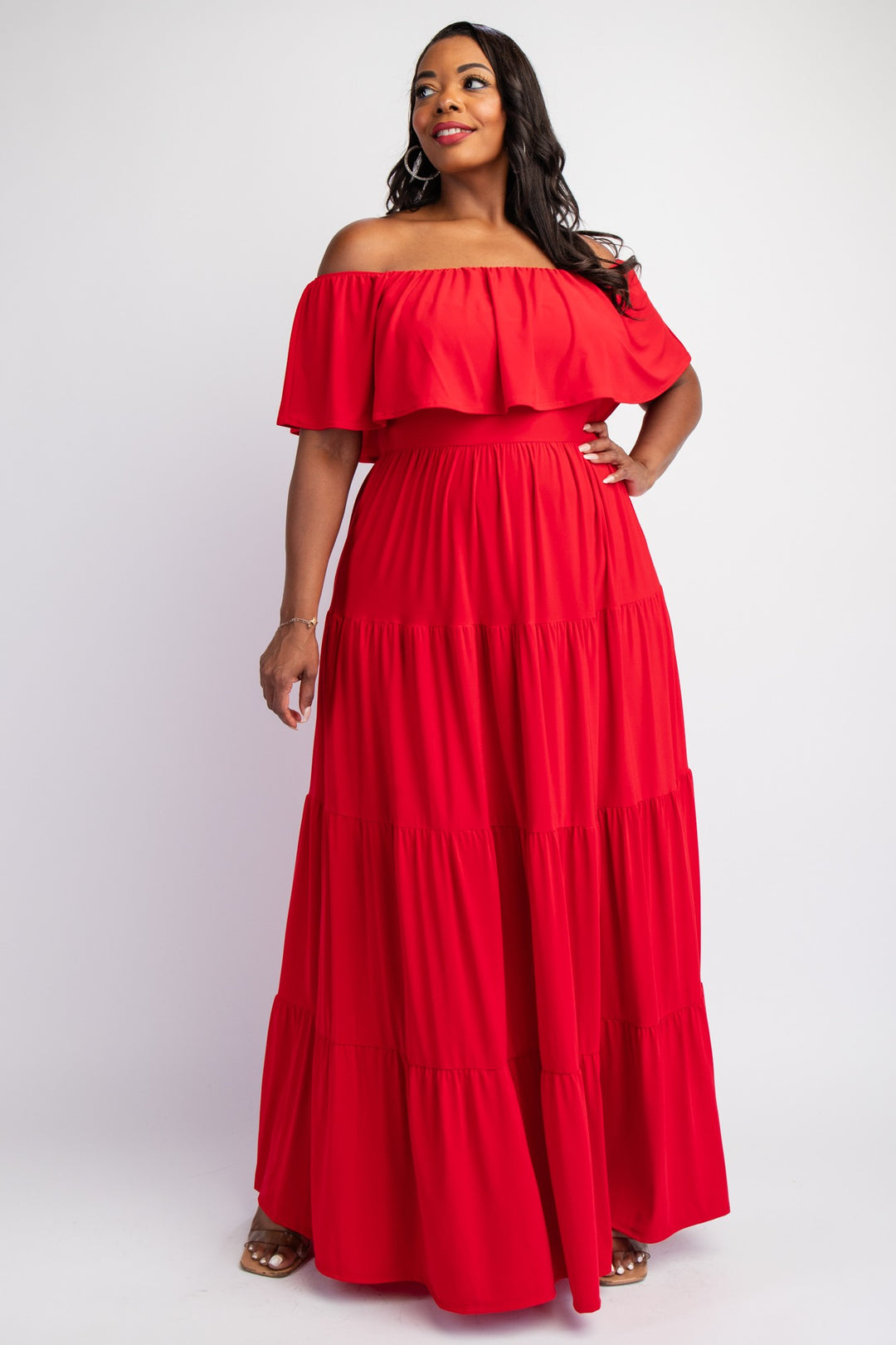 Plus Size Knit Maxi Tiered Dress