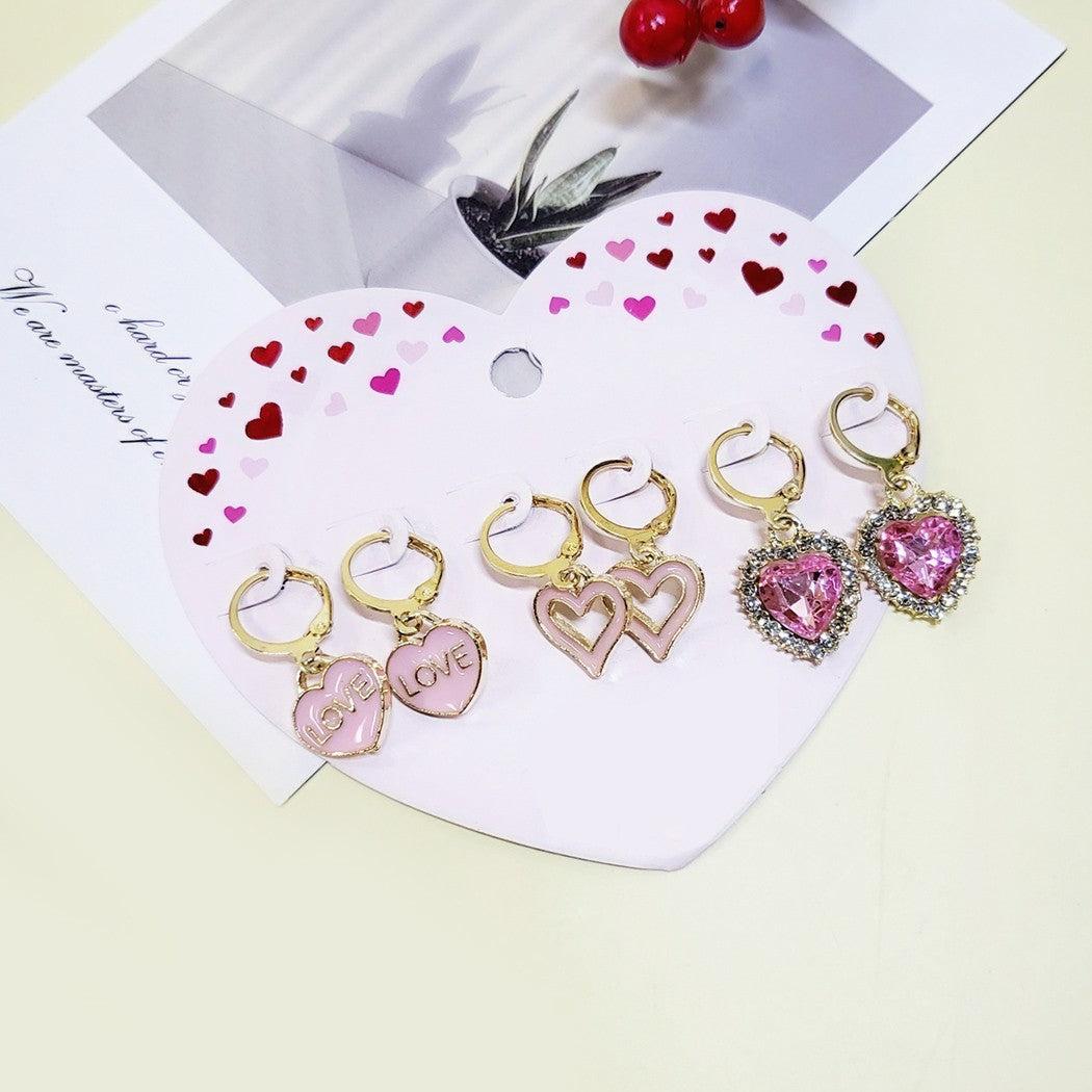 Valentine's Day Huggie Earring Set