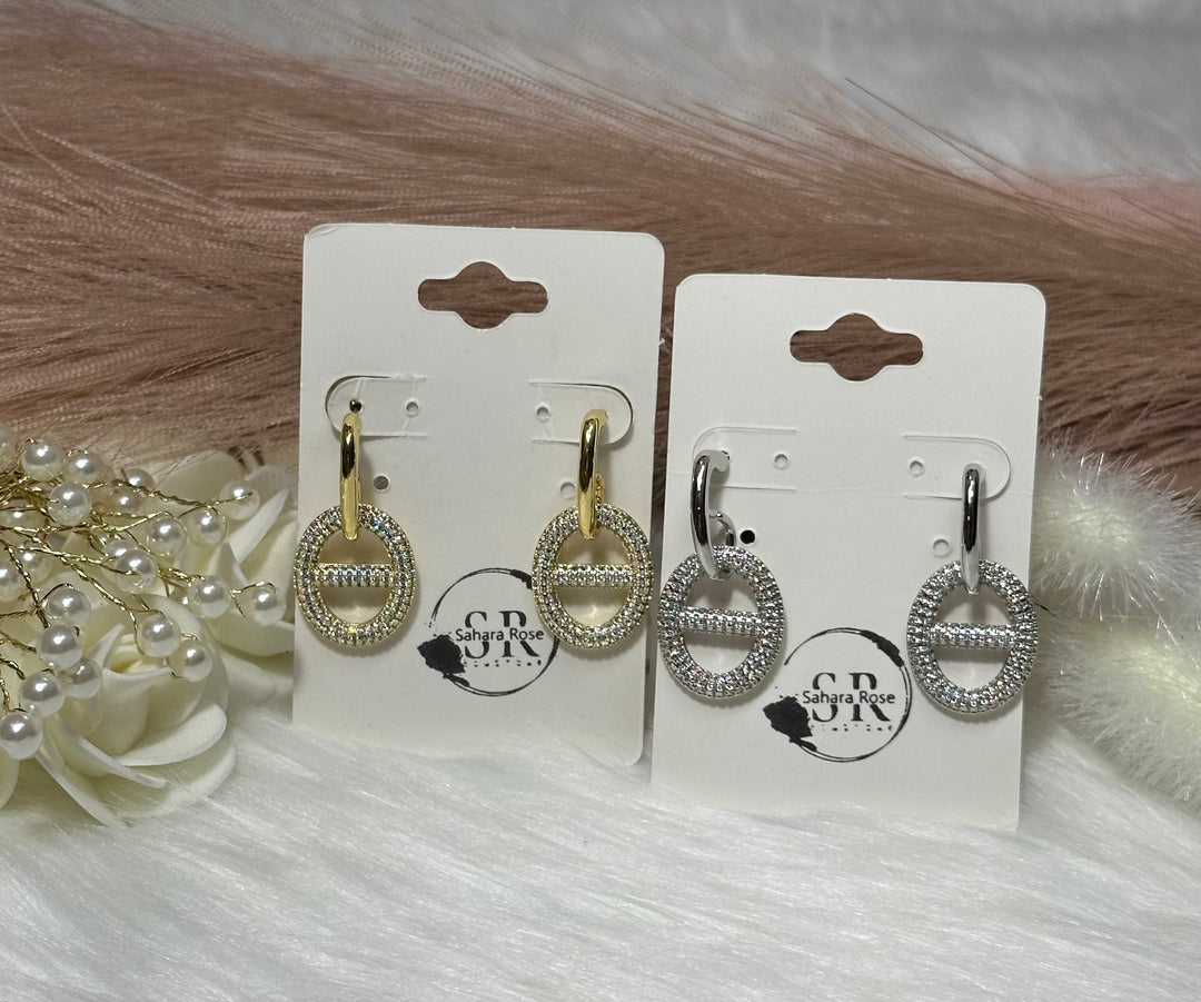 Pave Mariner Link Drop Earrings