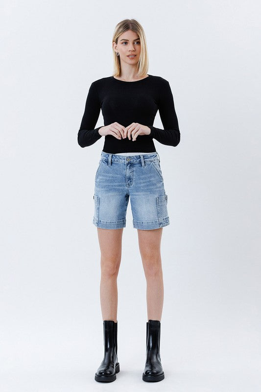 Radiant Flow Mid Rise Wide Bermuda Shorts