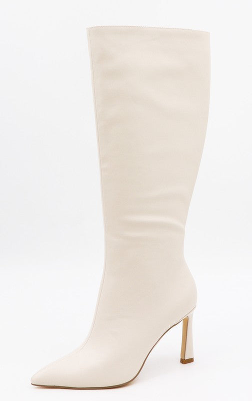 Bamboo Pointed Toe Knee High Boots