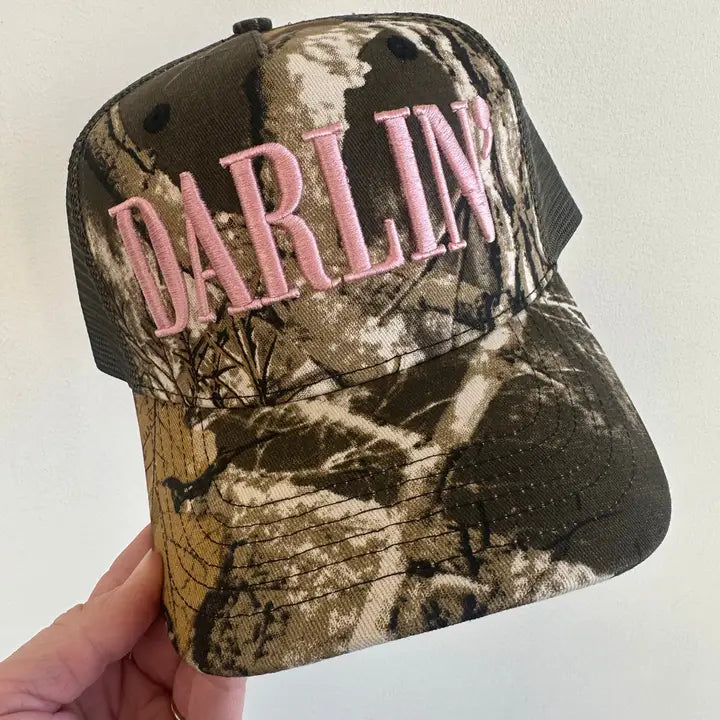 DARLIN' Vintage Camo Trucker Hat