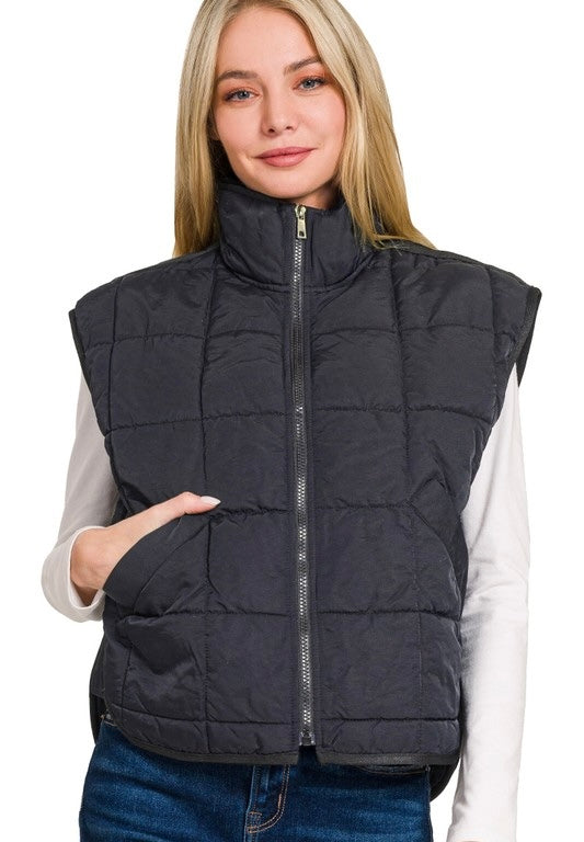 Solid Puffer Padded Warm Vest