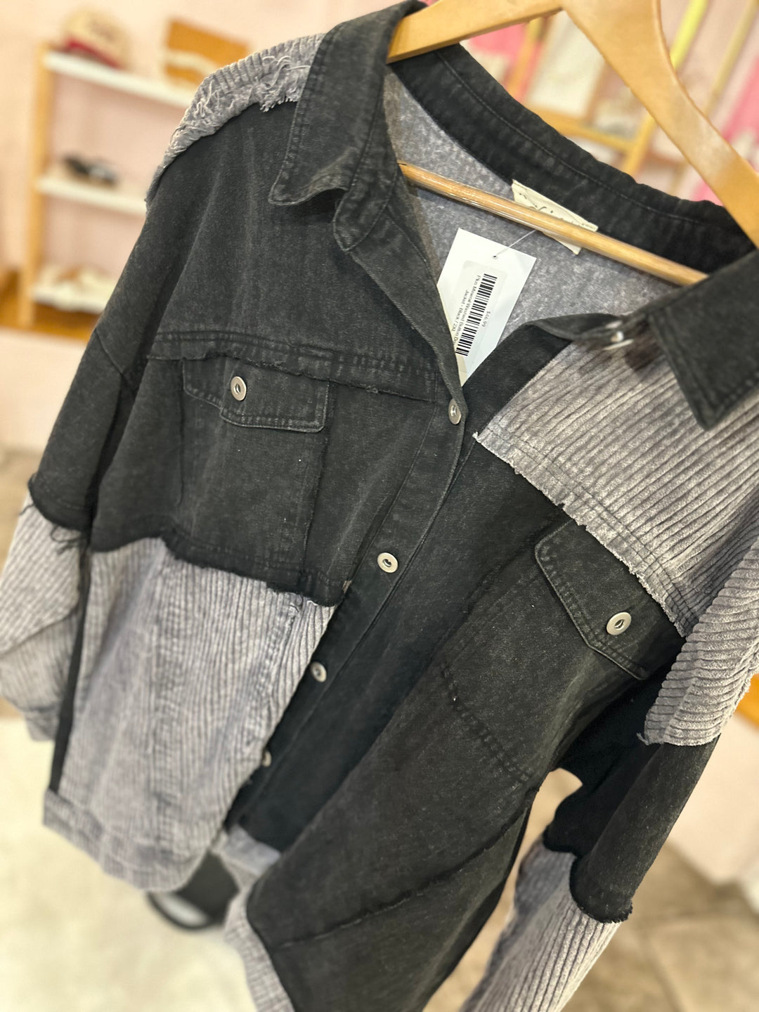 Plus Mineral Washed Button Down Jacket