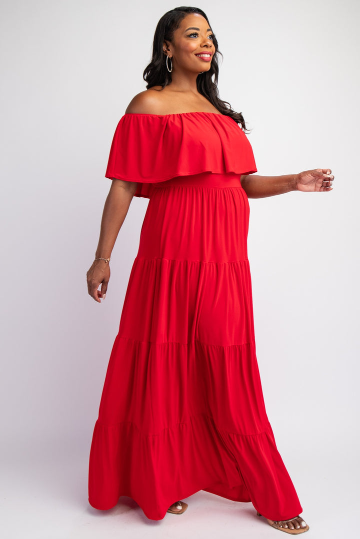 Plus Size Knit Maxi Tiered Dress