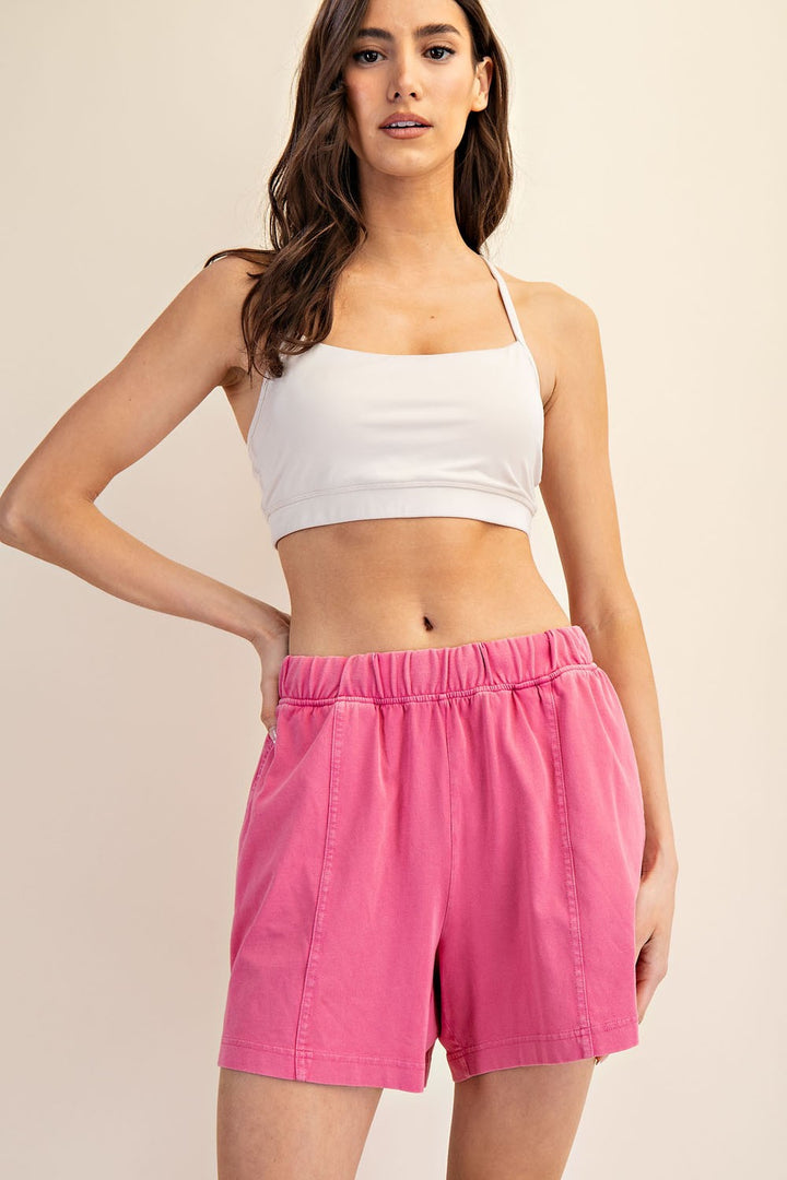 Mineral Washed Cotton Slit Short