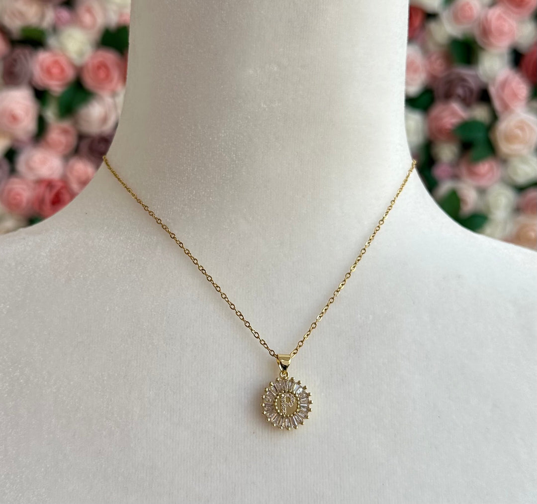 Rhinestone personalized initial necklace