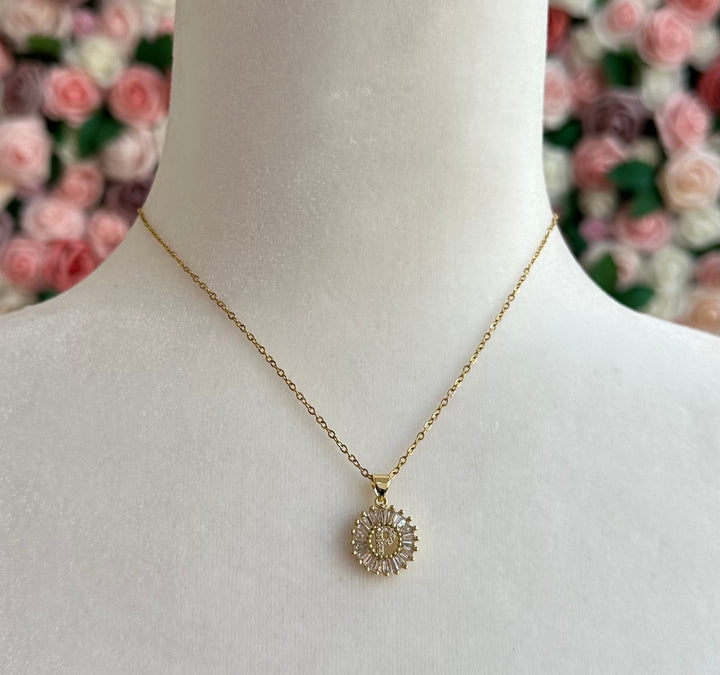 Rhinestone personalized initial necklace