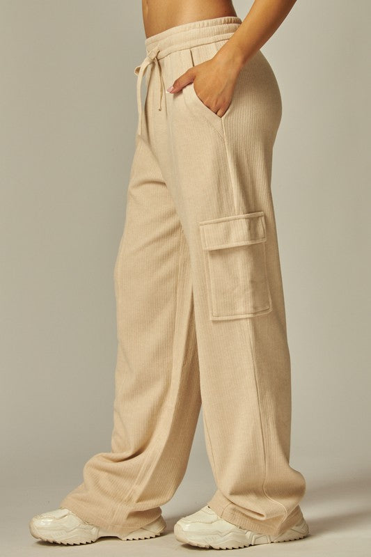 Soft Brushed Rib Cargo Sweatpants