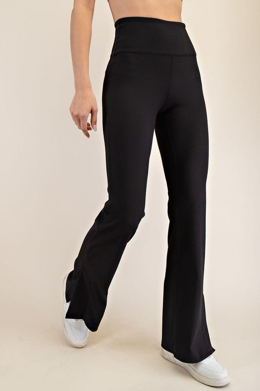 Nylon Rib Flare Leggings