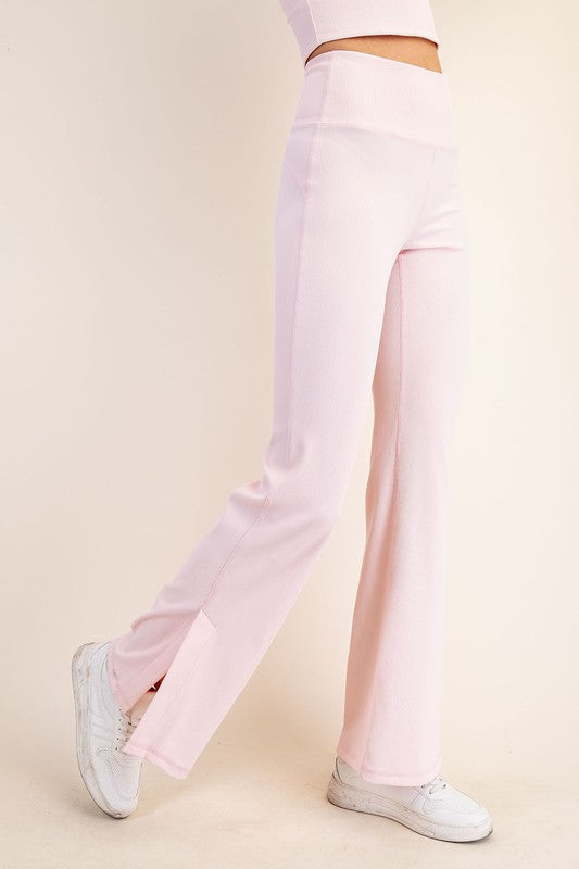 Nylon Rib Flare Leggings
