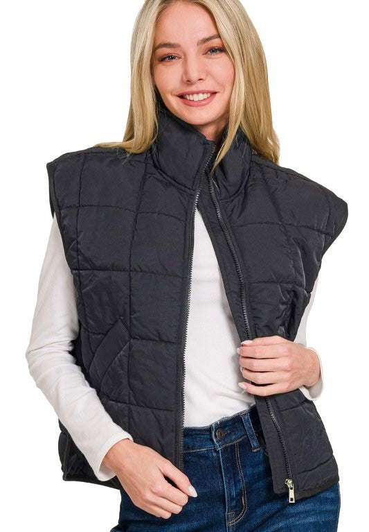 Solid Puffer Padded Warm Vest